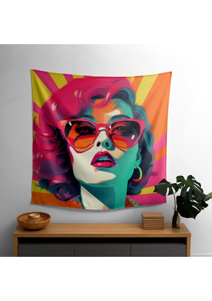 Pop Art Duvar Örtüsü - Canlı Renkler, Pamuk Arka, Polyester Ön, Ranforce Kumaş -