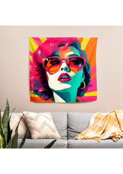 Pop Art Duvar Örtüsü - Canlı Renkler, Pamuk Arka, Polyester Ön, Ranforce Kumaş -
