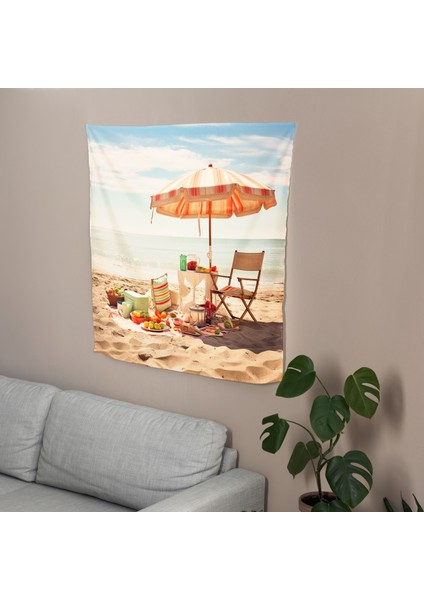 Bohemian Beach Escape Duvar Örtüsü - Süblimasyon Baskılı Canlı Ranforce Kumaş Sanat Örtüsü