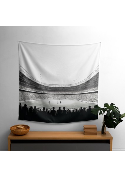 Minimalist Futbol Stadyumu Kumaş Duvar Sanatı Örtü - Ranforce Kumaş, Canlı Renkler