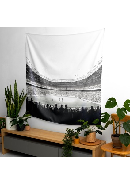 Minimalist Futbol Stadyumu Kumaş Duvar Sanatı Örtü - Ranforce Kumaş, Canlı Renkler modelleri