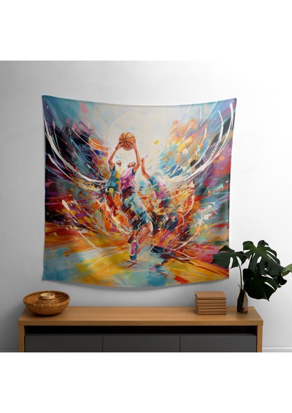 Canlı Basketbol Oyunu Duvar Örtüsü | Pamuk Sırt ve Polyester Ön | Ranforce Kumaş | Sertifikalı