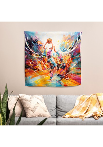 Canlı Basketbol Oyunu Duvar Örtüsü | Pamuk Sırt ve Polyester Ön | Ranforce Kumaş | Sertifikalı fiyatları