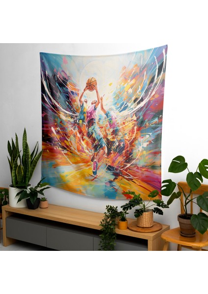 Canlı Basketbol Oyunu Duvar Örtüsü | Pamuk Sırt ve Polyester Ön | Ranforce Kumaş | Sertifikalı modelleri