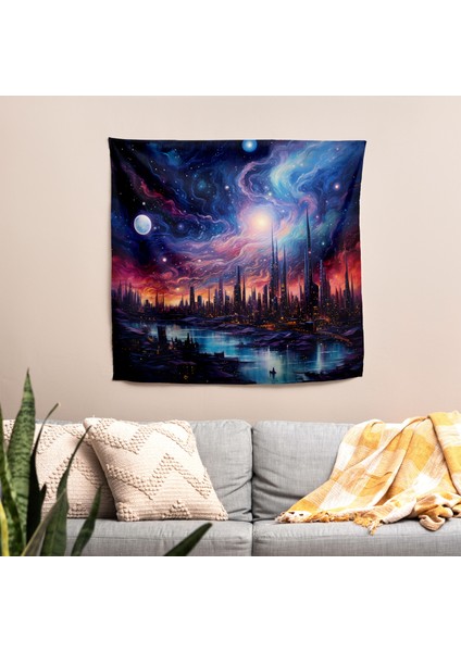 Kozmik Yıldız Haritası Duvar Örtü - Modern Dekor Için Canlı Süblimasyon Baskılı Kumaş Sanatı fiyatları