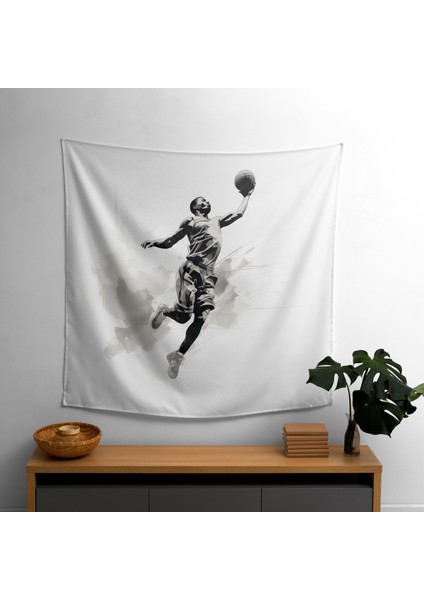 Spor Basketbol Smaç Duvar Örtüsü - Pamuk Sırt, Polyester Ön, Ranforce Kumaş - Canlı Renkler