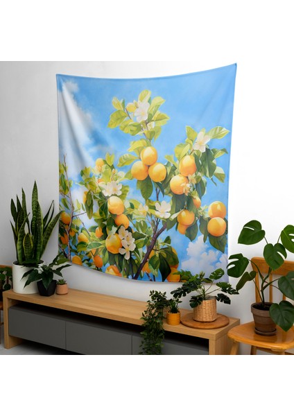 Taze Limon Ağacı Duvar Süslemesi - Modern Baskılı Kumaş Duvar Sanatı Örtü fiyatları