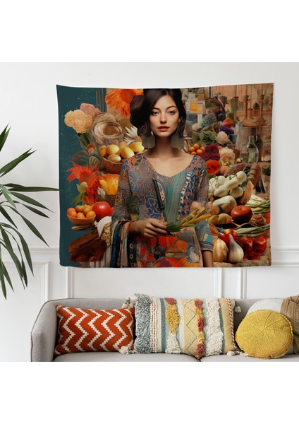 Bohemian Vibes Duvar Örtüsü - Pamuk Arka, Canlı Polyester Ön - Ranforce Kumaş - Süblimasyon