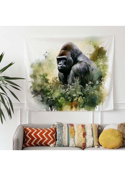 Gür Yeşillik Goril Duvar Sanatı Örtü - Pamuk Sırt, Polyester Ön - Süblimasyon Baskı, fiyatları