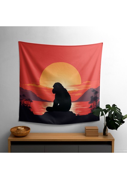 Sakin Goril Kanvas Duvar Örtü - Modern Dekor Için Canlı Pamuk ve Polyester Kumaş Sanat