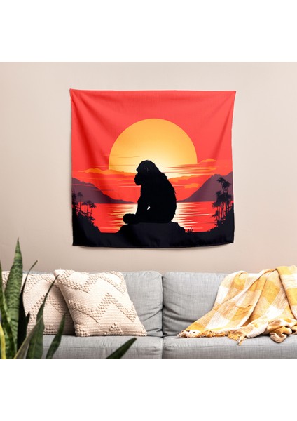 Sakin Goril Kanvas Duvar Örtü - Modern Dekor Için Canlı Pamuk ve Polyester Kumaş Sanat fiyatları