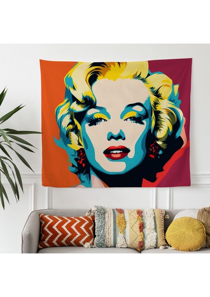 Renkli Marilyn Pop Duvar Örtüsü - Pamuk Sırt, Polyester Ön, Ranforce Kumaş, Canlı Süblimasyon