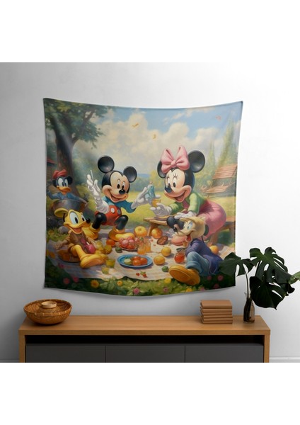 Vintage Disney Duvar Örtüsü - Pamuk Sırtlı, Ranforce Kumaş - Canlı Süblimasyon Baskı,