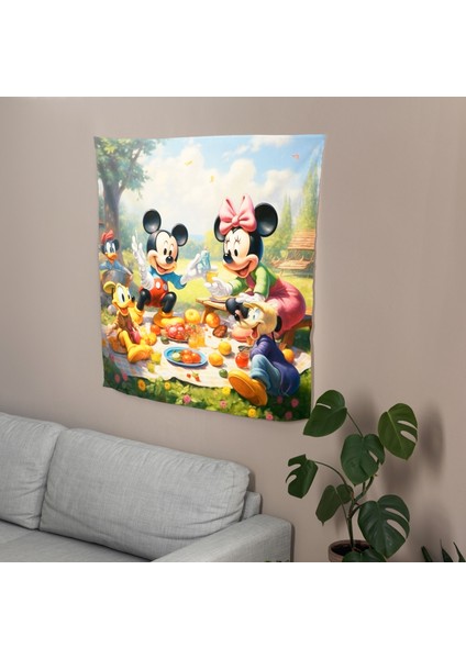 Vintage Disney Duvar Örtüsü - Pamuk Sırtlı, Ranforce Kumaş - Canlı Süblimasyon Baskı,