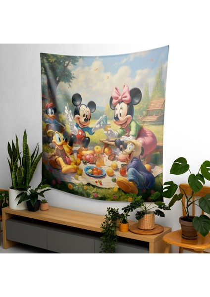 Vintage Disney Duvar Örtüsü - Pamuk Sırtlı, Ranforce Kumaş - Canlı Süblimasyon Baskı,