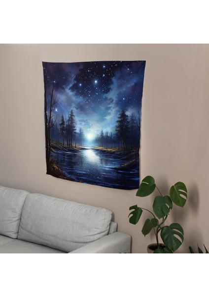 Space Nebula Dreams Duvar Örtüsü - Pamuk Sırt, Polyester Ön - Canlı Renkler, Süblimasyon