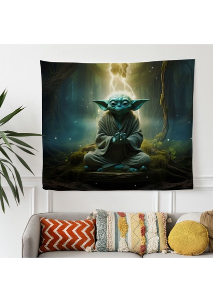 Yoda Meditasyon Büyülü Orman Duvar Örtüsü - Pamuk Sırt, Canlı Renkler - Yatak Odası, fiyatları