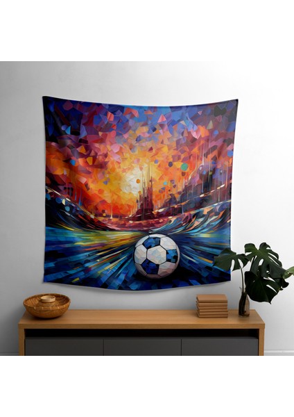 Futbol Mozaik Duvar Örtüsü - Yatak Odası, Oturma Odası ve Yurt Için Canlı Kumaş Sanatı - Hafif,