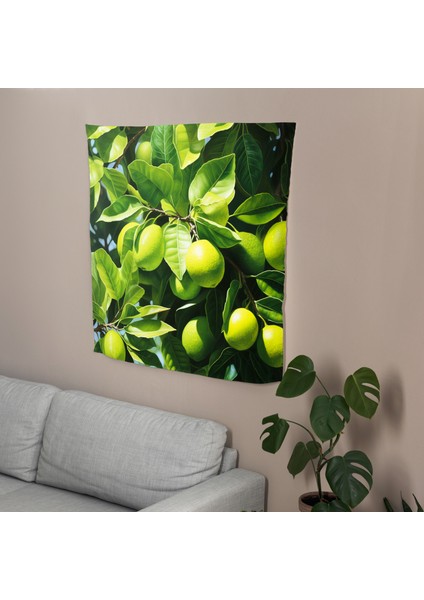 Yakın Çekim Limon Ağacı Doğa Duvar Sanatı - Modern Kumaş Duvar Örtüsü - Canlı Süblimasyon modelleri