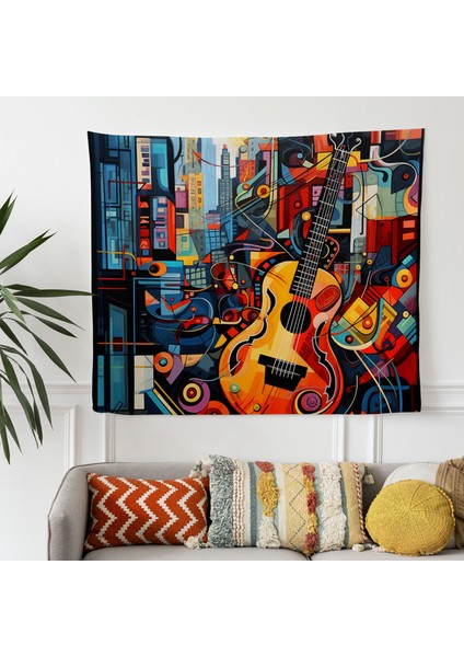 Melodik Şehir Duvar Örtüsü - Pamuk Sırt, Polyester Ön - Canlı Renkler, Süblimasyon Baskı fiyatları