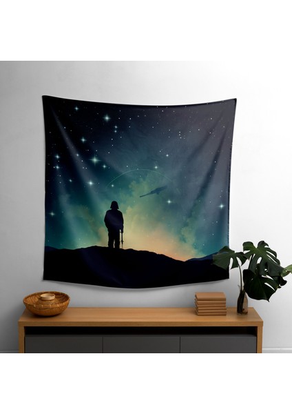 Minimalist Darth Vader Galaxy Duvar Örtüsü - Pamuk Sırt, Polyester Ön - Canlı Renkler