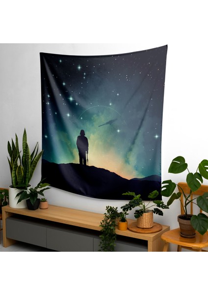 Minimalist Darth Vader Galaxy Duvar Örtüsü - Pamuk Sırt, Polyester Ön - Canlı Renkler