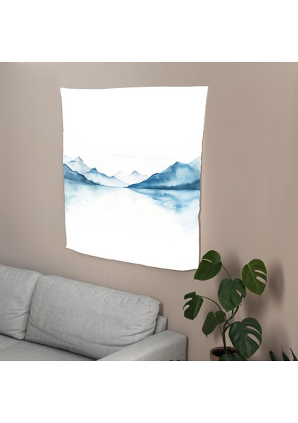 Serenity Lake Minimalist Duvar Örtüsü - Pamuk Sırt, Polyester Ön - Canlı Renkler, Süblimasyon