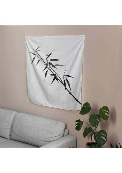 Minimalist Bambu Dalı Duvar Örtüsü – Pamuk Sırt, Polyester Ön, Ranforce Kumaş – Canlı