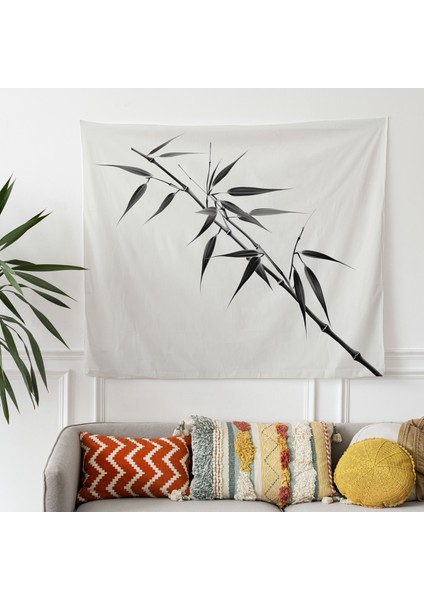 Minimalist Bambu Dalı Duvar Örtüsü – Pamuk Sırt, Polyester Ön, Ranforce Kumaş – Canlı