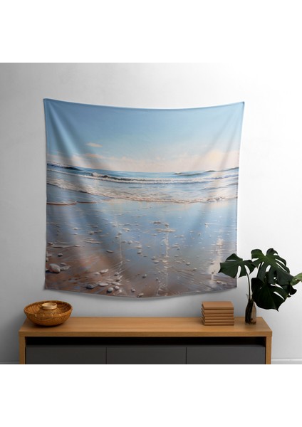 Zen Plaj Duvar Örtüsü - Pamuk Sırt, Polyester Ön - Canlı Renkler, Hafif Kumaş - Yatak