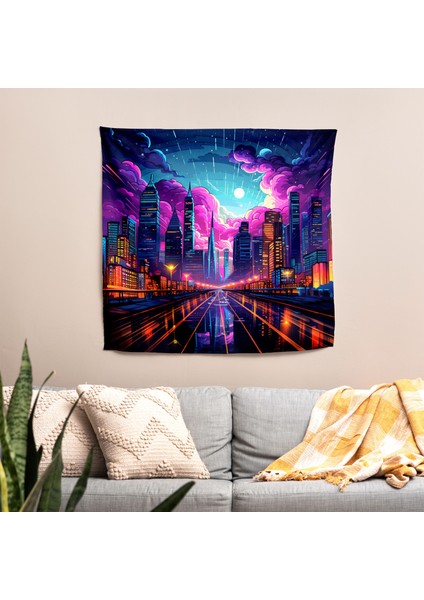 Şehir Manzarası Duvar Örtüsü - Pamuk Sırt, Polyester Ön - Canlı Renkler, Hafif Kumaş modelleri