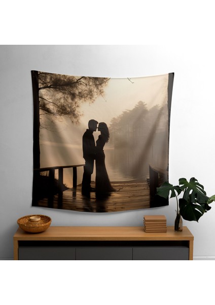 Huzurlu Öpücük Kumaş Duvar Örtüsü - Pamuk Arka, Polyester Ön - Canlı Renkler, Süblimasyon