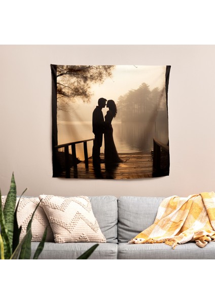 Huzurlu Öpücük Kumaş Duvar Örtüsü - Pamuk Arka, Polyester Ön - Canlı Renkler, Süblimasyon modelleri