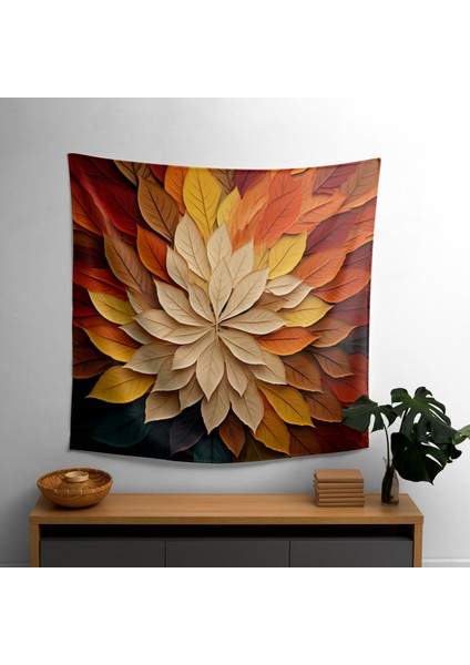 Büyüleyici Yaprak Desenli Duvar Sanatı - Canlı Süblimasyon Baskılı Pamuklu Arka Kumaş