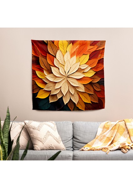 Büyüleyici Yaprak Desenli Duvar Sanatı - Canlı Süblimasyon Baskılı Pamuklu Arka Kumaş fiyatları