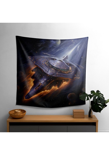 Celestial Wonders Space Exploration Duvar Örtüsü - Pamuk Sırt, Süblimasyon Baskı, Canlı