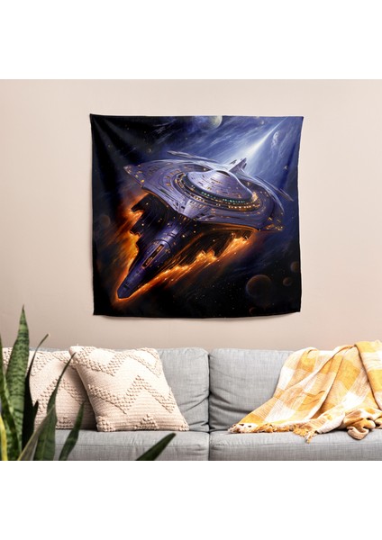 Celestial Wonders Space Exploration Duvar Örtüsü - Pamuk Sırt, Süblimasyon Baskı, Canlı