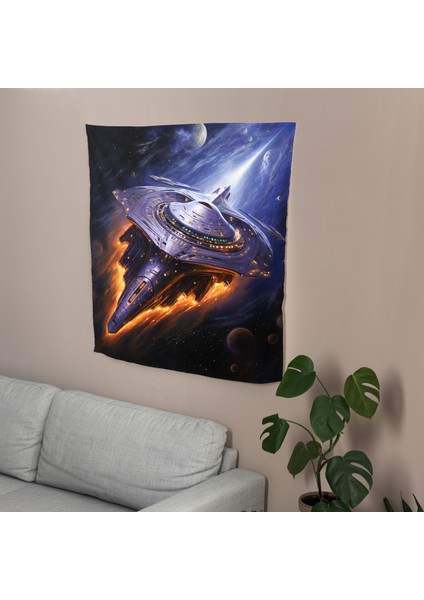 Celestial Wonders Space Exploration Duvar Örtüsü - Pamuk Sırt, Süblimasyon Baskı, Canlı