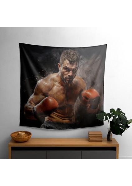 Boks Portre Duvar Örtüsü - Pamuk Sırt, Polyester Ön, Ranforce Kumaş, Canlı Renkler, Hafif