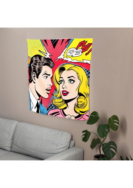 Çizgi Roman Pop Art Duvar Örtüsü - Pamuk Sırtlı, Ranforce Kumaş, Süblimasyon Baskı fiyatları