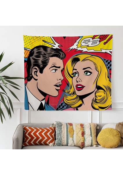 Çizgi Roman Pop Art Duvar Örtüsü - Pamuk Sırtlı, Ranforce Kumaş, Süblimasyon Baskı modelleri