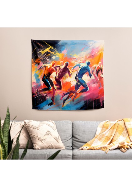 Dinamik Atlet Duvar Örtüsü - Yatak Odası, Oturma Odası Veya Yatakhane Için Canlı Pamuk fiyatları