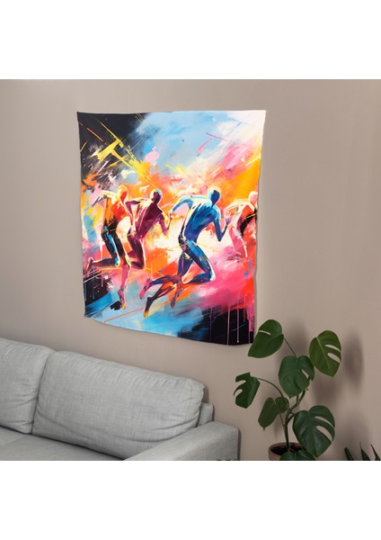 Dinamik Atlet Duvar Örtüsü - Yatak Odası, Oturma Odası Veya Yatakhane Için Canlı Pamuk modelleri