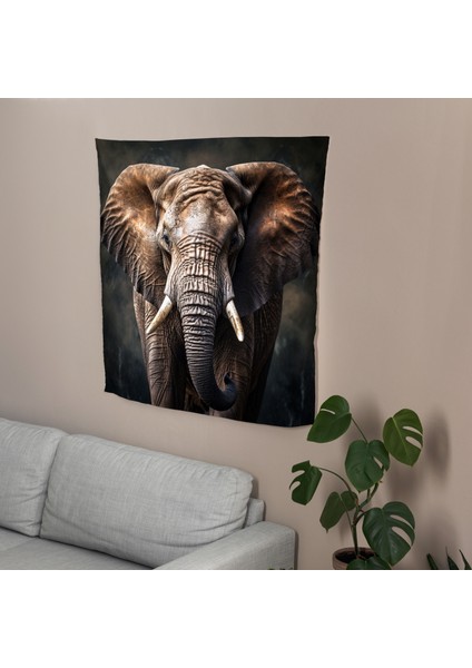 Ethereal Pachyderm Kumaş Duvar Sanatı Örtü - Canlı Fil Tasarımı - Hafif Yurt Odası Dekoru