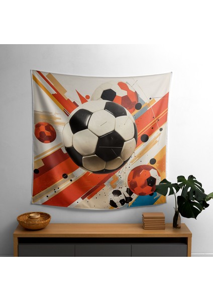 Futbol Kolajı Duvar Örtüsü - Canlı Süblimasyon Baskılı Modern Hafif Kumaş Duvar Sanatı