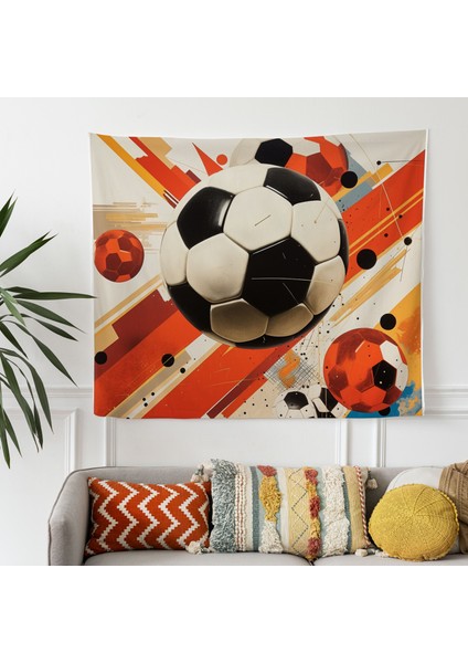 Futbol Kolajı Duvar Örtüsü - Canlı Süblimasyon Baskılı Modern Hafif Kumaş Duvar Sanatı modelleri