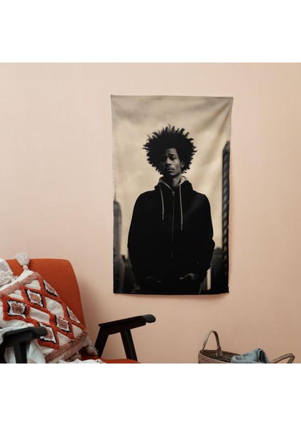 Afro Duvar Örtüli Tek Renkli Adam - Pamuk Sırt, Polyester Ön, Canlı Renkler - Yatak Odası, modelleri