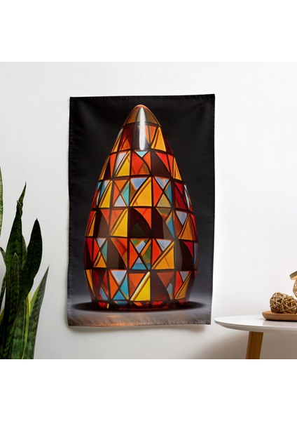 Afrocentric Geometrik Duvar Örtüsü - Pamuk Sırt, Polyester Ön - Canlı Renkler - Yatak