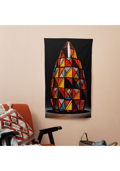 Afrocentric Geometrik Duvar Örtüsü - Pamuk Sırt, Polyester Ön - Canlı Renkler - Yatak modelleri