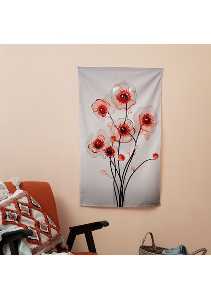 Minimalist Kanayan Yıldız Çiçekleri Kumaş Duvar Örtüsü - Canlı Ranforce Tasarımı - Yatak Odası,